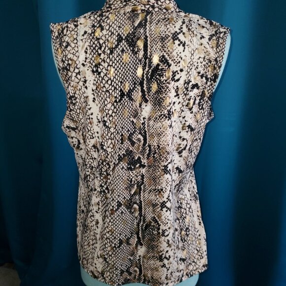 Snakeskin Stretchy w/ gold Metallic blouse – M - Picture 2 of 7